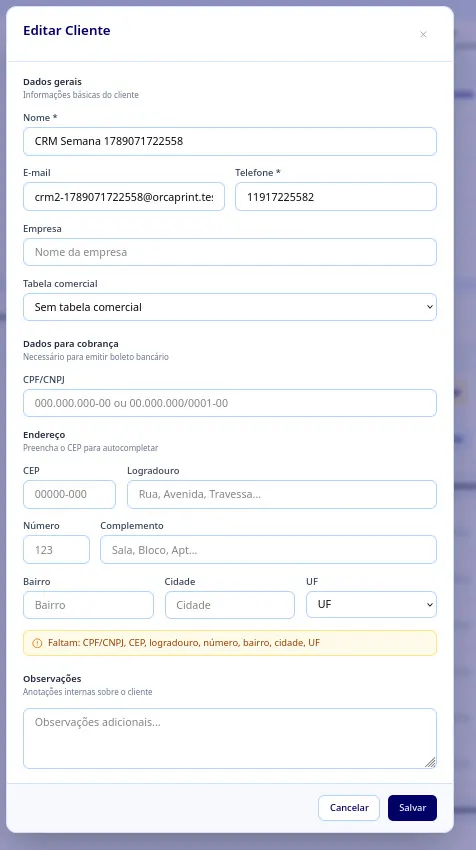 Financeiro OrçaPrint — Boletos e contas a receber